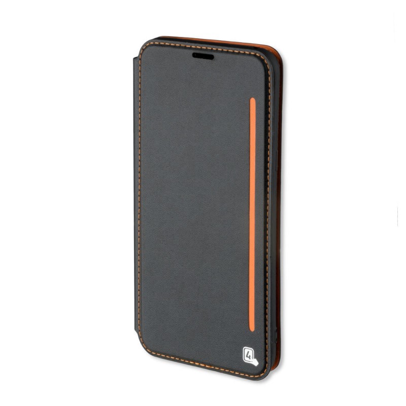 Housse portefeuille en cuir noir et orange 4smarts pour iPhone 7+ photo 1