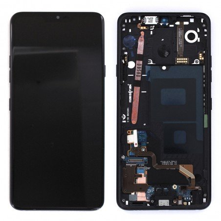 Bloc Ecran avec vitre et LCD prémontés sur châssis pour LG G7 ThinQ Noir photo 3b