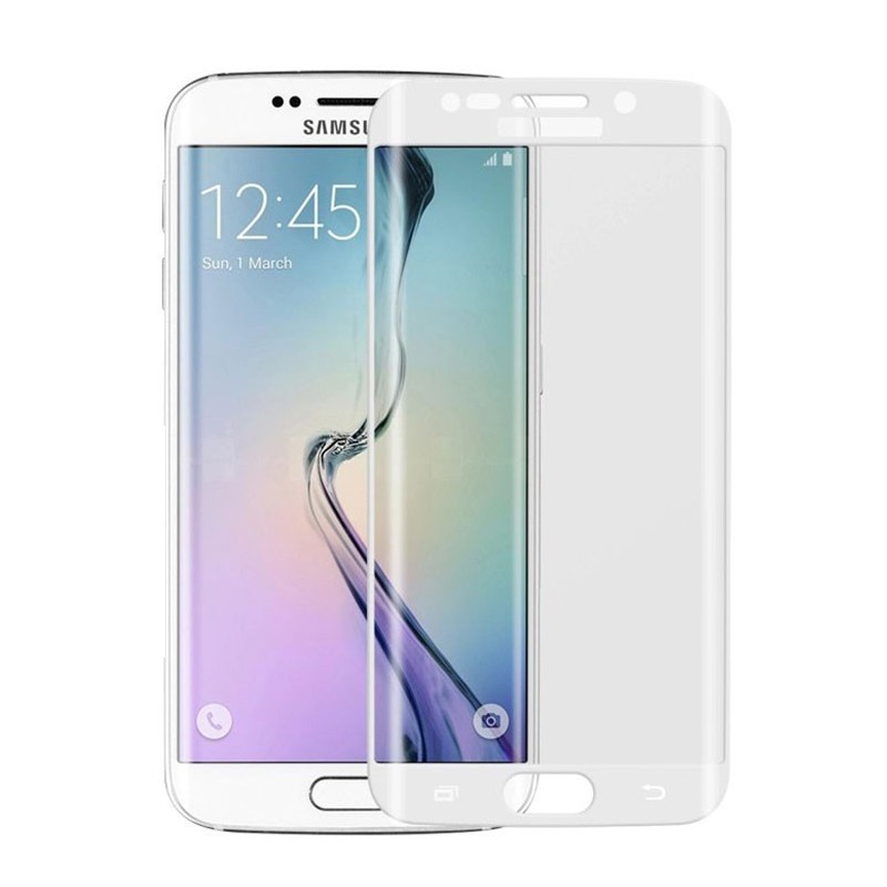 Protecteur d'écran en verre trempé blanc incurvé pour Samsung Galaxy S6 Edge Photo 1