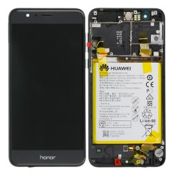 Bloc Ecran Noir COMPLET prémonté sur châssis avec batterie pour Huawei Honor 8 photo 1