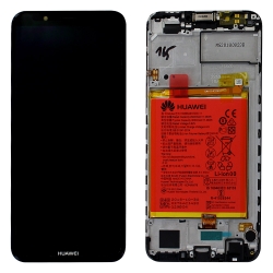Bloc Écran Noir complet pré-monté + batterie sur châssis pour Huawei Y7 2018_photo1