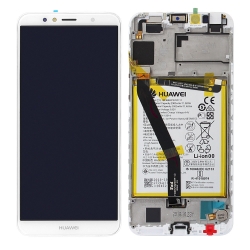 Bloc écran blanc complet pré-monté sur châssis avec batterie pour Huawei Y6 2018_photo1