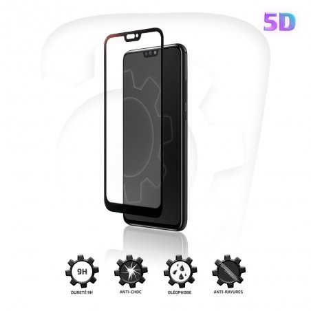 Verre Trempé 5D avec bordure noire pour Huawei P Smart (2019)