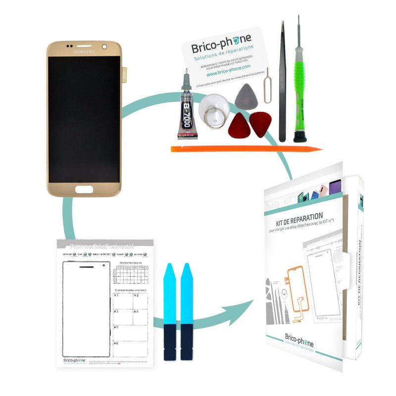 Kit de remplacement Ecran complet GOLD Samsung Galaxy S7