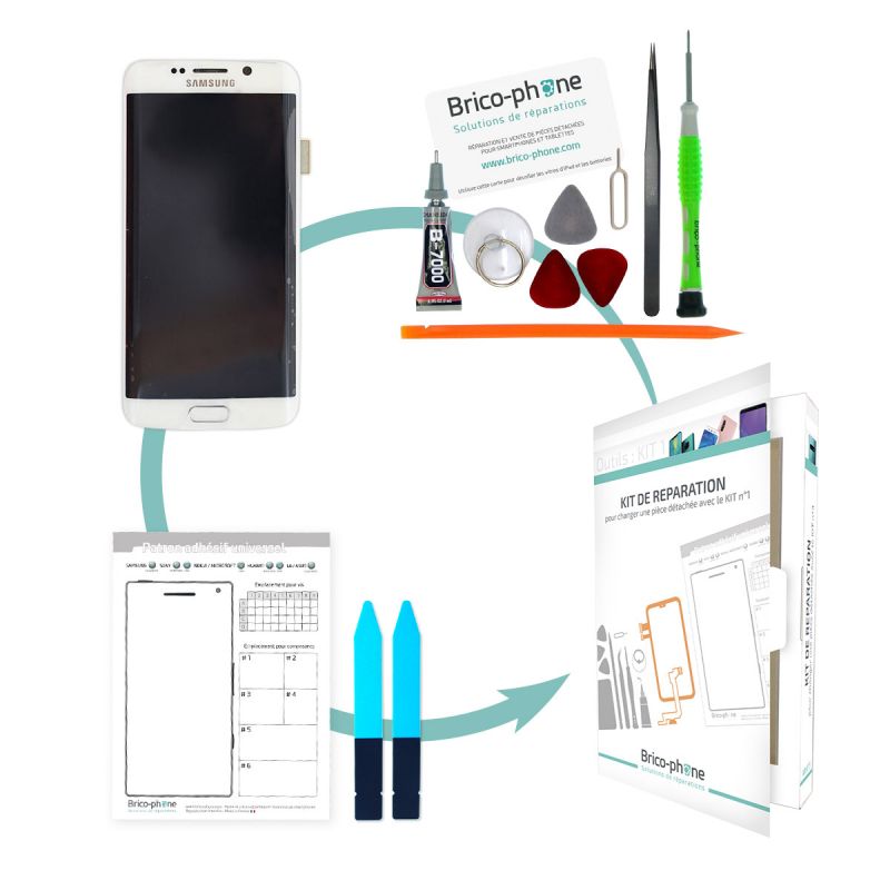 Kit de remplacement Ecran complet BLANC Samsung Galaxy S6 Edge