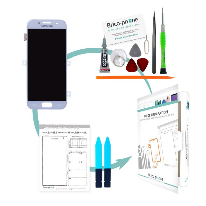 Kit de remplacement Ecran complet BLEU Samsung Galaxy A3 2017