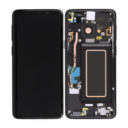 Kit de réparation Ecran complet Amoled et vitre prémontés sur châssis Samsung Galaxy S9 Noir Carbone photo 1