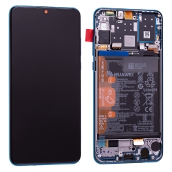 Bloc Ecran Bleu Paon COMPLET pré-monté sur châssis + batterie pour Huawei P30 Lite_photo1