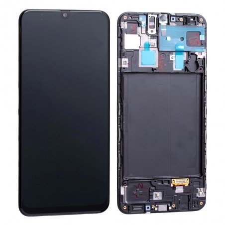 Bloc écran Super Amoled et vitre pré-montés sur châssis pour Samsung Galaxy A30 Noir b