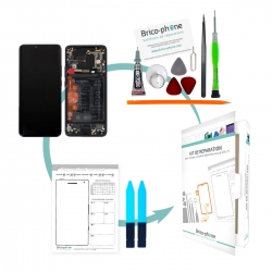 Kit de réparation Bloc écran Noir complet pré-monté + batterie sur châssis pour Huawei Mate 20 Pro