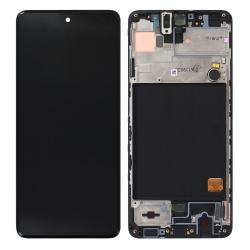 Bloc écran Super Amoled et vitre pré-montés sur châssis pour Samsung Galaxy A51 Noir