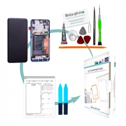 Kit de réparation de bloc écran Bleu Saphir COMPLET pré-monté sur châssis + batterie pour Huawei P Smart Z photo 2