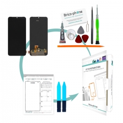 Kit de réparation Ecran Noir vitre + Optic Amoled pré-monté pour OnePlus 7