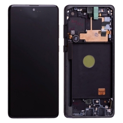 Bloc écran Super AMOLED Plus pré-monté sur châssis pour Samsung Galaxy Note 10 Lite Noir