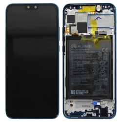 Bloc écran complet pré-monté sur châssis + batterie pour Huawei Y9 (2019) Bleu