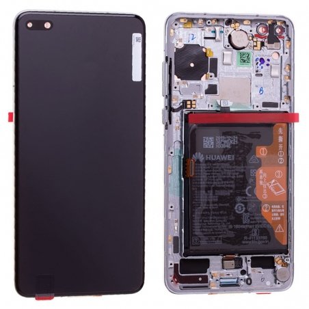 Bloc écran OLED complet pré-monté sur châssis + batterie pour Huawei P40 Blanc photo 2b