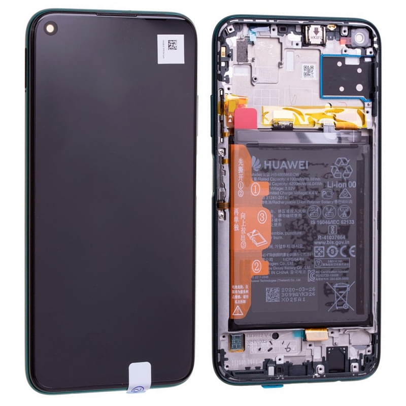 Bloc écran IPS LCD complet pré-monté sur châssis + batterie pour Huawei P40 Lite Vert photo 2