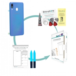 Kit de remplacement Vitre arrière Bleue d'origine pour Samsung Galaxy A40