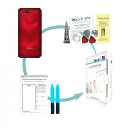 Kit de remplacement Vitre arrière Rouge et lecteur d'empreintes pour Huawei Honor View 20