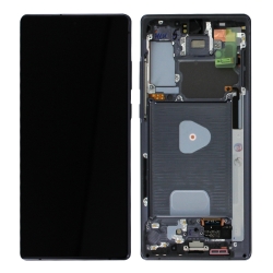 Bloc écran Super AMOLED Plus pré-monté sur châssis pour Samsung Galaxy Note 20 Noir