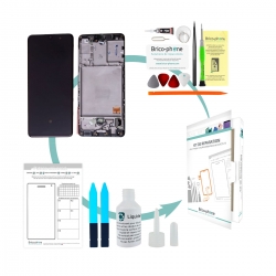 Kit de réparation Bloc écran Super Amoled pré-monté sur châssis pour Samsung Galaxy A41 Noir Prismatique