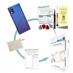 Kit de remplacement Vitre arrière pour Samsung Galaxy A41 Bleu Prismatique