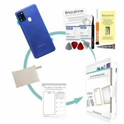 Kit de remplacement Vitre arrière pour Samsung Galaxy A21s Bleu Prismatique
