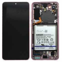 Bloc écran Dynamic Amoled 2X pré-monté sur châssis pour Samsung Galaxy S21 Phantom Pink