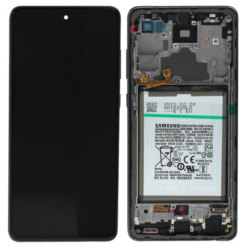 Bloc écran pré-monté sur châssis + batterie pour Samsung Galaxy A72 & A72 (5G) Noir_photo 1