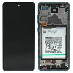 Bloc écran pré-monté sur châssis + batterie pour Samsung Galaxy A72 & A72 (5G) Bleu_photo1