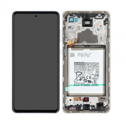 Bloc écran pré-monté sur châssis + batterie pour Samsung Galaxy A72 & A72 (5G) Blanc photo 1