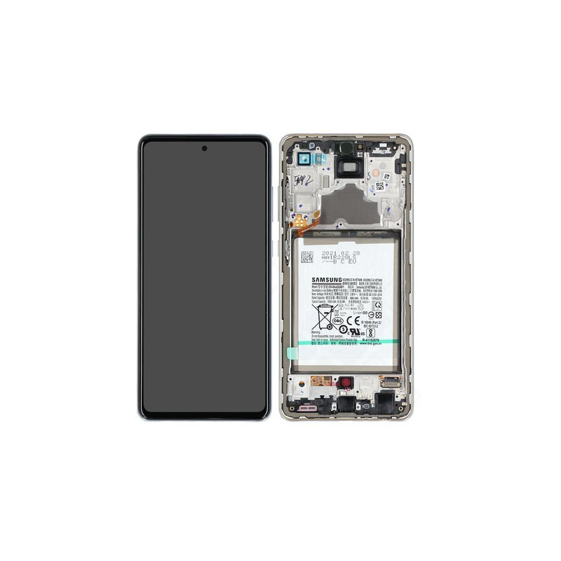 Bloc écran pré-monté sur châssis + batterie pour Samsung Galaxy A72 & A72 (5G) Blanc photo 1