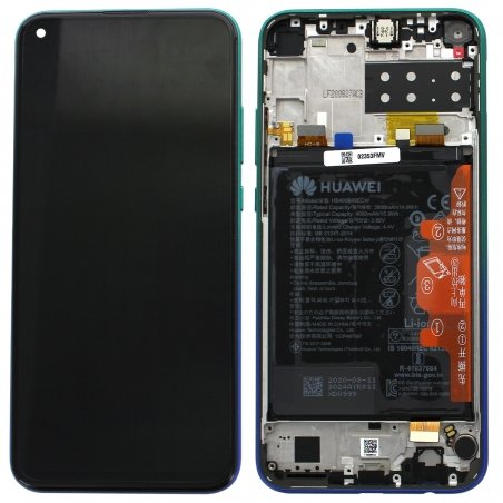 Bloc écran IPS LCD complet pré-monté sur châssis + batterie pour Huawei P40 lite E Bleu Aurore_photo1b