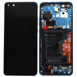 Bloc écran OLED complet pré-monté sur châssis + batterie pour Huawei P40 Pro Bleu_photo1