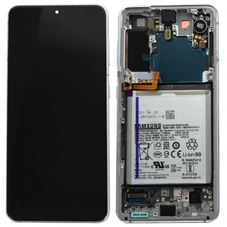 Bloc écran Dynamic Amoled 2X pré-monté sur châssis pour Samsung Galaxy S21 Phantom White_photo1b