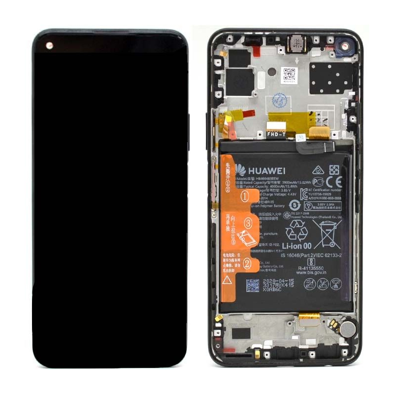 Bloc écran IPS LCD complet pré-monté sur châssis + batterie pour Huawei P40 lite 5G Noir photo 1