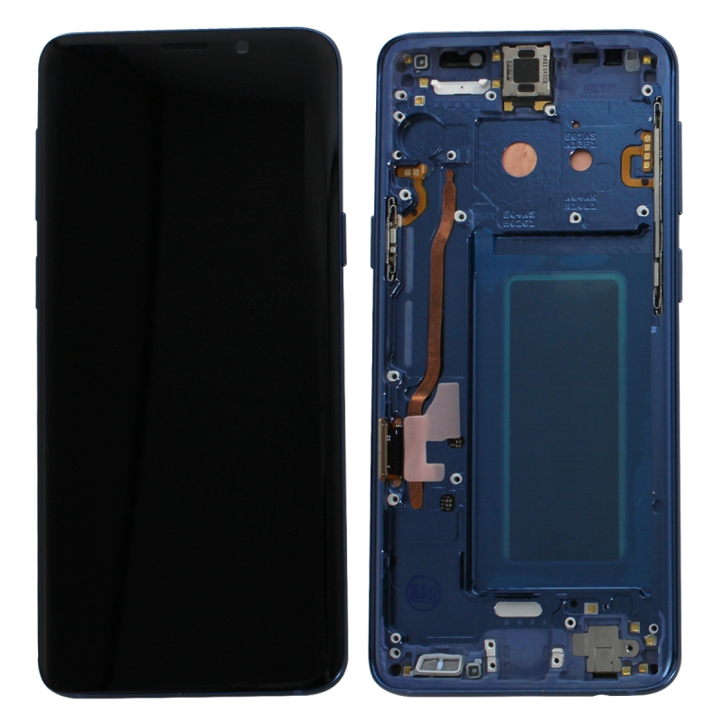 Bloc Écran Amoled et vitre prémontés sur châssis pour Samsung Galaxy S9 Bleu - Reconditionné_photo1