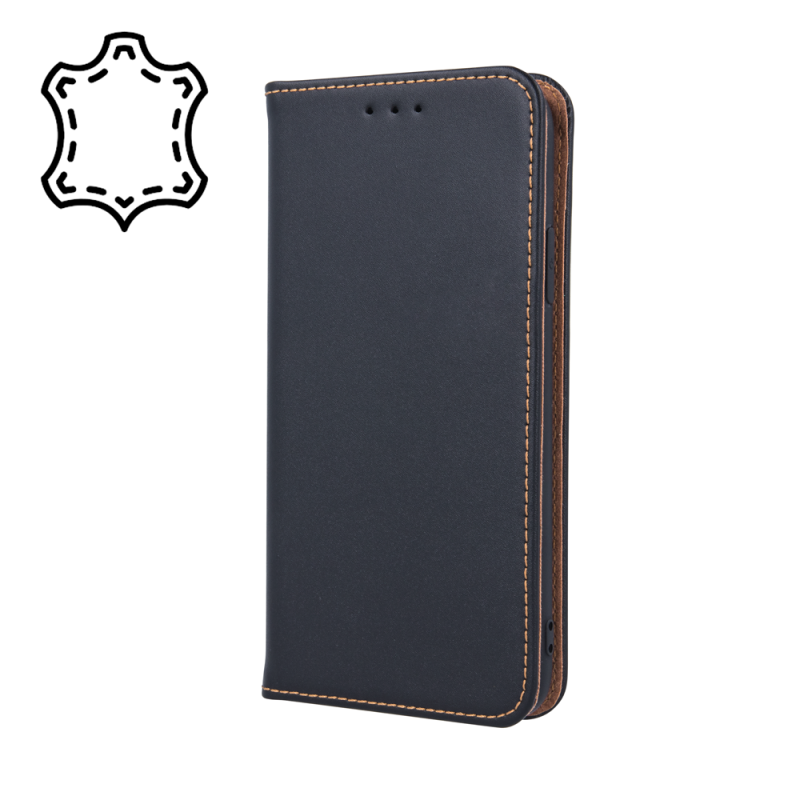 Housse portefeuille en cuir noir et marron pour iPhone 13 Pro photo1