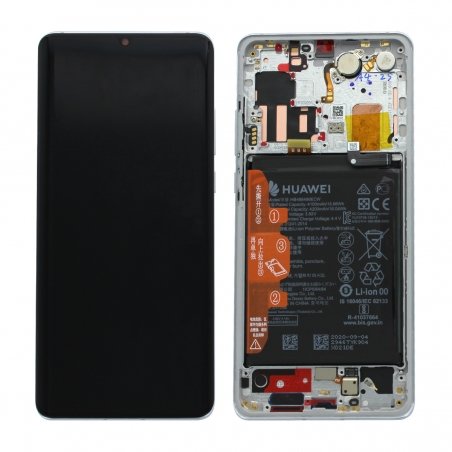 Bloc Ecran Argent COMPLET pré-monté sur châssis + batterie pour Huawei P30 Pro_photo1b