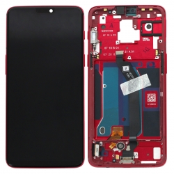 Ecran d'origine prémonté sur châssis rouge pour OnePlus 6 photo1