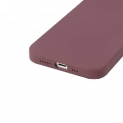 Housse silicone pour iPhone 15 Plus avec intérieur microfibres marron