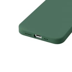 Housse silicone pour iPhone 15 avec intérieur microfibres vert nuit