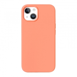 Housse silicone pour iPhone 15 avec intérieur microfibres orange 4