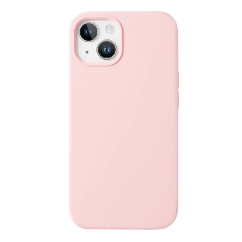 Housse silicone pour iPhone 15 avec intérieur microfibres Rose pastel