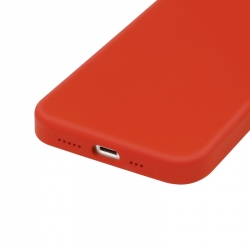 Housse Silicone pour iPhone 15 Plus avec Intérieur Microfibres Rouge