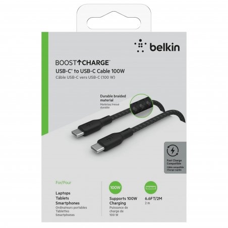 Câble USB-C vers USB-C BELKIN Tressé 100W 2 mètres photo 6