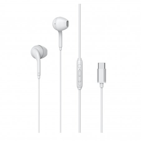 Ecouteurs USB-C Blanc avec micro et télécommande photo 1