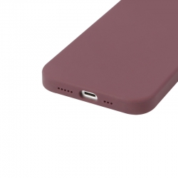 Housse silicone pour iPhone 14 Plus avec intérieur microfibres marron