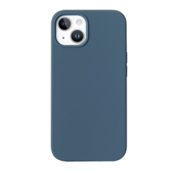 Housse silicone pour iPhone 14 avec intérieur microfibres Bleu nuit phot 4