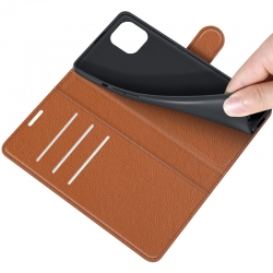 Etui Marron pour iPhone 13 Mini avec porte-cartes intégré photo 6